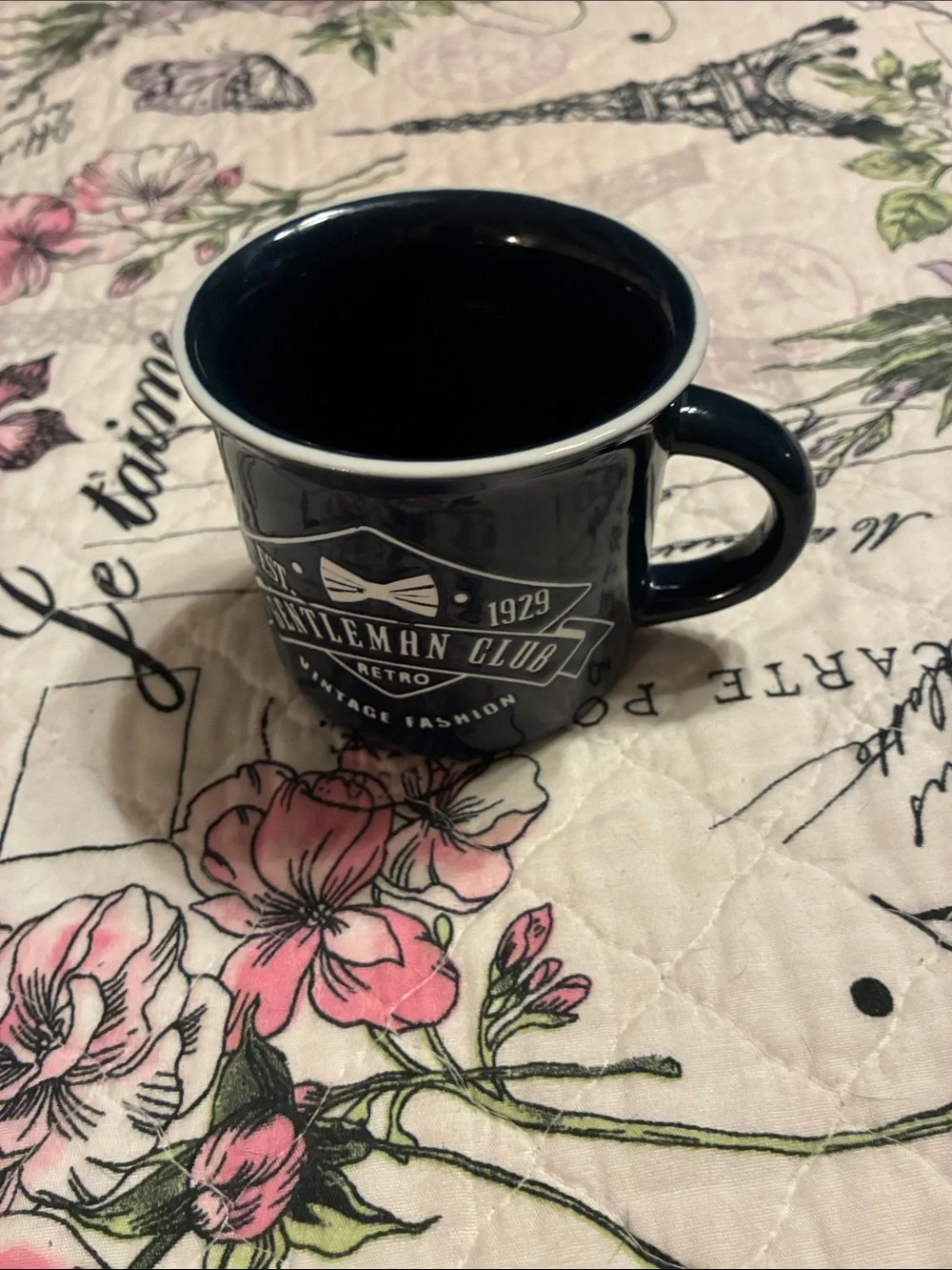 Gentleman Club Retro Ceramic Coffee Mug - Dark Blue